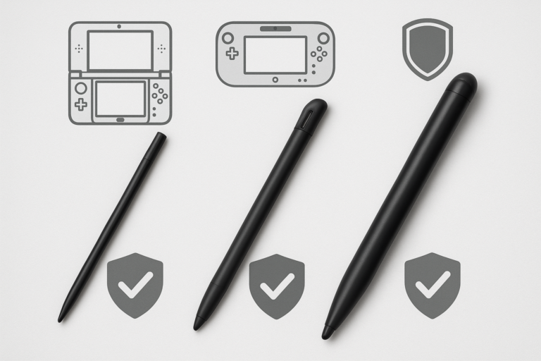 Comparativa entre lápiz táctil Stylus 3DS XL Wii U y lápiz táctil grande Jumbo de Central Gamer